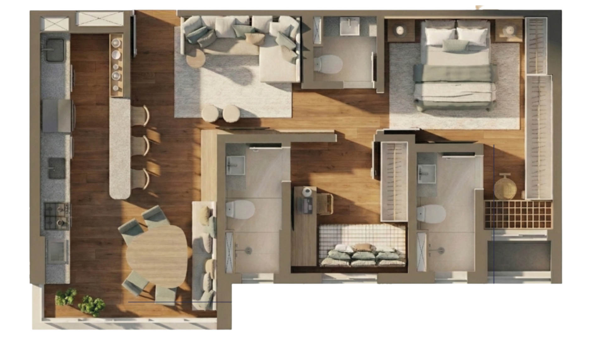 Planta 67m² ou 71m² - 2 dormitórios